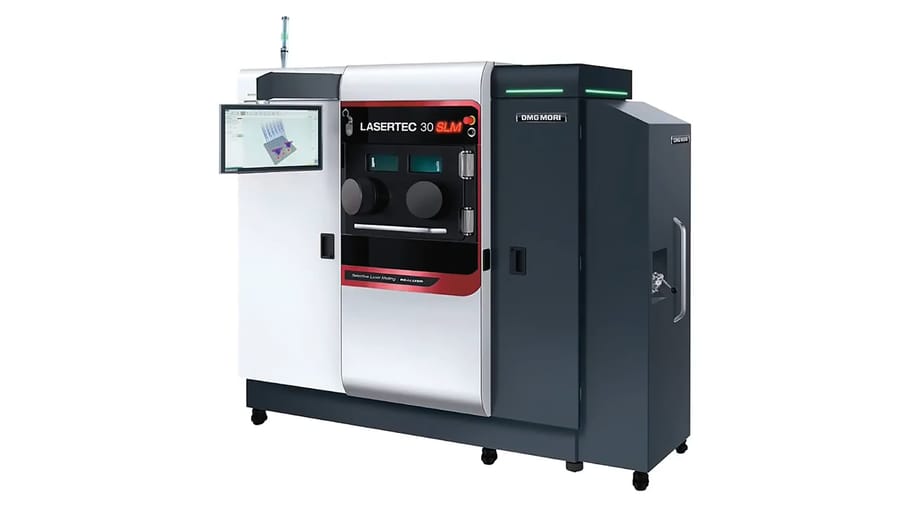 Machine de fusion laser sur lit de poudre (SLM), utilisée pour l’impression 3D de pièces métalliques.
